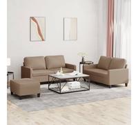 Vidaxl Ensemble De Canapés 3 Pcs Avec Coussins Cappuccino Similicuir