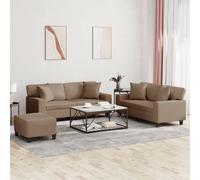 Vidaxl Ensemble De Canapés 3 Pcs Avec Coussins Cappuccino Similicuir