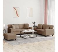 Vidaxl Ensemble De Canapés 3 Pcs Avec Coussins Cappuccino Similicuir