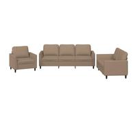 vidaXL Ensemble de canapés 3 pcs avec coussins, accoudoirs et dossier – Cappuccino Similicuir