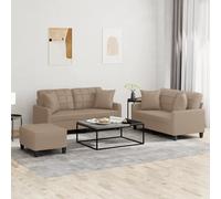 Vidaxl Ensemble De Canapés 3 Pcs Avec Coussins Cappuccino Similicuir