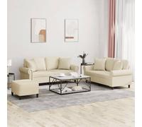 vidaXL Ensemble de canapés 3 pcs avec coussins crème similicuir