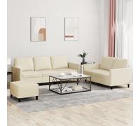 Vidaxl Ensemble De Canapés 3 Pcs Avec Coussins Crème Similicuir