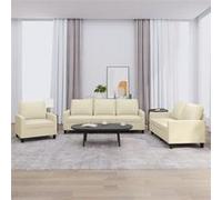 vidaXL Ensemble de canapés 3 pcs avec coussins Crème Similicuir3201399 Crème G