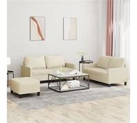 vidaXL Ensemble de canapés 3 pcs avec coussins Crème Similicuir3201414 Crème G