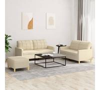 Vidaxl Ensemble De Canapés 3 Pcs Avec Coussins Crème Tissu