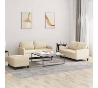 Vidaxl Ensemble De Canapés 3 Pcs Avec Coussins Crème Tissu