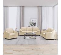 vidaXL Ensemble de canapés 3 pièces 3201788 en tissu avec coussins Crème