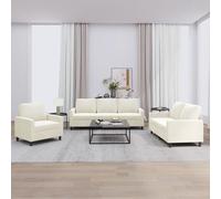 vidaXL Ensemble de Canapés avec Coussins 3 pcs, Canapés avec Accoudoirs Rembourrés, Ensemble de Meubles Salle de Séjour, Moderne, Crème Velours