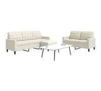 vidaXL Ensemble de canapés 3 pcs avec coussins Crème Velours 3278409 Beige G