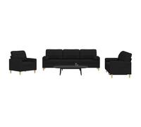 vidaXL Ensemble de canapés 3 pcs avec coussins décoratifs noir tissu