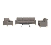vidaXL Ensemble de canapés 3 pcs avec coussins décoratifs taupe tissu