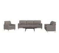 vidaXL Ensemble de canapés 3 pcs avec coussins décoratifs taupe tissu3278310 taupe G