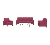 vidaXL Ensemble de canapés 3 pcs avec coussins et traversins velours, canapé, siège de canapé, canapé relax, canapé confort, 3278375 Rouge G