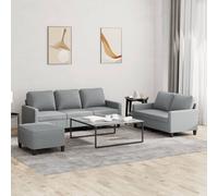 Vidaxl Ensemble De Canapés 3 Pcs Avec Coussins Gris Clair Tissu Gris