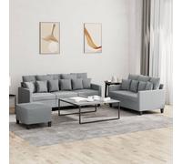 Vidaxl Ensemble De Canapés 3 Pcs Avec Coussins Gris Clair Tissu Gris