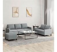 vidaXL Ensemble de canapés 3 pcs avec coussins Gris clair Tissu