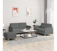 Vidaxl Ensemble De Canapés 3 Pcs Avec Coussins Gris Foncé Tissu Gris