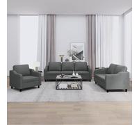 Vidaxl Ensemble De Canapés 3 Pcs Avec Coussins Gris Foncé Tissu Gris