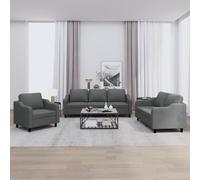 vidaXL Ensemble de canapés 3 pcs avec coussins Gris foncé Tissu 3201771