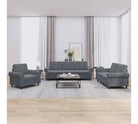 vidaXL Ensemble de Canapés avec Coussins 3 pcs, Canapés avec Accoudoirs, Ensemble de Meubles, Mobilier de Salon, Moderne, Gris Foncé Velours