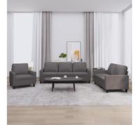 vidaXL Ensemble de canapés 3 pcs avec coussins Gris Similicuir