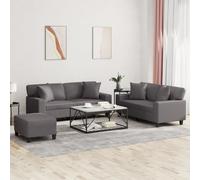 Vidaxl Ensemble De Canapés 3 Pcs Avec Coussins Gris Similicuir Gris