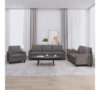 vidaXL Ensemble de canapés 3 pcs avec coussins Gris Similicuir3201400 Gris G