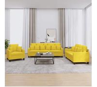 vidaXL 3-delige Loungeset met kussens stof lichtgeel3201637 Jaune G