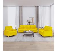 Vidaxl Ensemble De Canapés 3 Pcs Avec Coussins Jaune Clair Tissu Jaune