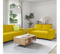 vidaXL Ensemble de canapés 3 pcs avec coussins Jaune Velours, canapé, siège de canapé, canapé relax, canapé confort, 3324624