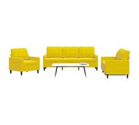 vidaXL Ensemble de canapés 3 pcs avec coussins Jaune Velours