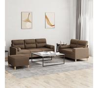 Vidaxl Ensemble De Canapés 3 Pcs Avec Coussins Marron Tissu Marron