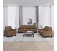 Vidaxl Ensemble De Canapés 3 Pcs Avec Coussins Marron Tissu Marron