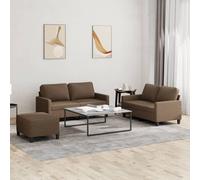 Vidaxl Ensemble De Canapés 3 Pcs Avec Coussins Marron Tissu Marron