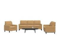 vidaXL Ensemble de canapés 3 pcs avec coussins Marron Velours, canapé, siège de canapé, canapé relax, canapé confort, chaise 3278358 Marron G