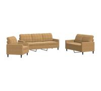 vidaXL Ensemble de canapés 3 pcs avec coussins Marron Velours, canapé, siège de canapé, canapé relax, canapé confort, chaise de télévision