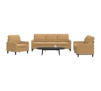 vidaXL Ensemble de canapés 3 pcs avec coussins Marron Velours, canapé, siège de canapé, canapé relax, canapé confort, chaise de télévision