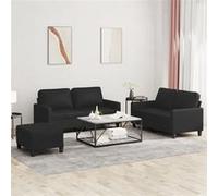 vidaXL Ensemble de canapés 3 pcs avec coussins Noir Similicuir3201413 Noir G