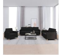 Vidaxl Ensemble De Canapés 3 Pcs Avec Coussins Noir Tissu Noir