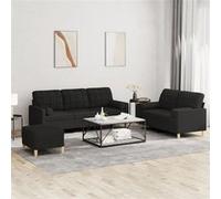 vidaXL Ensemble de canapés 2 pcs avec coussins en tissu noir