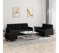 Ensemble de canapés 3 pcs avec coussins Noir Tissu3201612