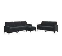 vidaXL Ensemble de canapés 3 pcs avec Coussins Noir Velours