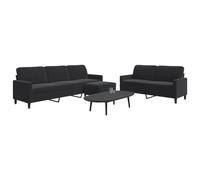 Vidaxl Ensemble De Canapés 3 Pcs Avec Coussins Noir Velours Noir