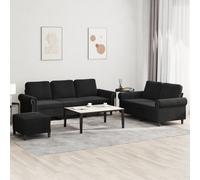 vidaXL Ensemble de canapés 3 pcs avec coussins Noir Velours