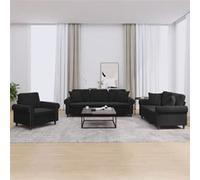 vidaXL Ensemble de Canapés avec Coussins 3 pcs, Canapés avec Accoudoirs, Ensemble de Meubles, Mobilier de Salon, Moderne, Noir Velours