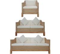 Vidaxl Ensemble De Canapés 3 Pcs Avec Coussins Rotin Naturel