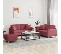 Vidaxl Ensemble De Canapés 3 Pcs Avec Coussins Rouge Bordeaux Tissu Rouge
