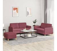 Vidaxl Ensemble De Canapés 3 Pcs Avec Coussins Rouge Bordeaux Tissu Rouge