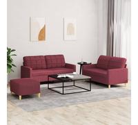 Vidaxl Ensemble De Canapés 3 Pcs Avec Coussins Rouge Bordeaux Tissu Rouge